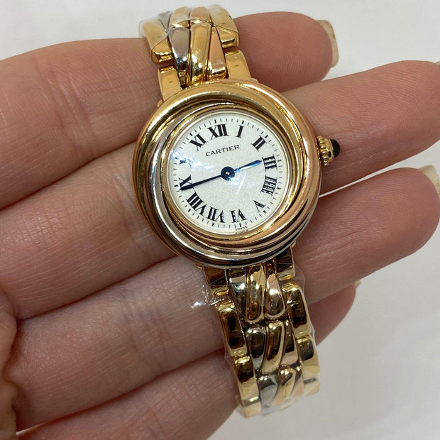 Mark Areias Jewelers Jewellery & Watches Trinity Cartier Lady's Watch on Bracelet 18K Tri-Tone Gold Quartz 27mm