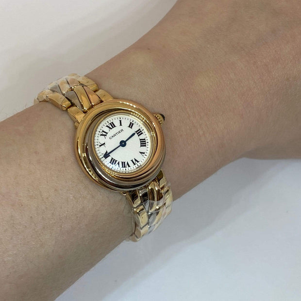 Mark Areias Jewelers Jewellery & Watches Trinity Cartier Lady's Watch on Bracelet 18K Tri-Tone Gold Quartz 27mm