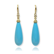 Mark Areias Jewelers Jewellery & Watches Turquoise & Diamond Dangle Drop Earrings 18K Yellow Gold 30 Carats