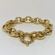 Mark Areias Jewelers Jewellery & Watches Vergano Italian Made Hammered Oval Link Diamond Cut Bracelet 7" 14K