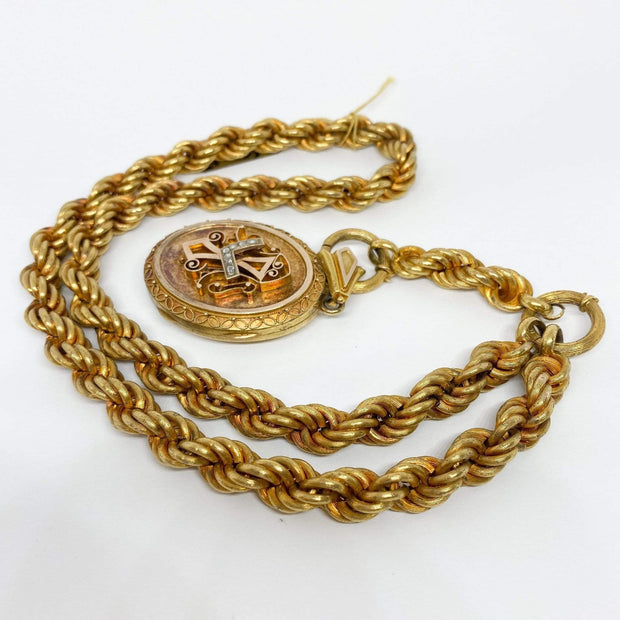 Mark Areias Jewelers Jewellery & Watches Victorian Chain and Locket Rose Cut Diamonds 18K Yellow Gold 59 grams