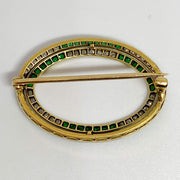 Mark Areias Jewelers Jewellery & Watches Vintage Diamond and Emerald Oval Brooch 18KY & Platinum