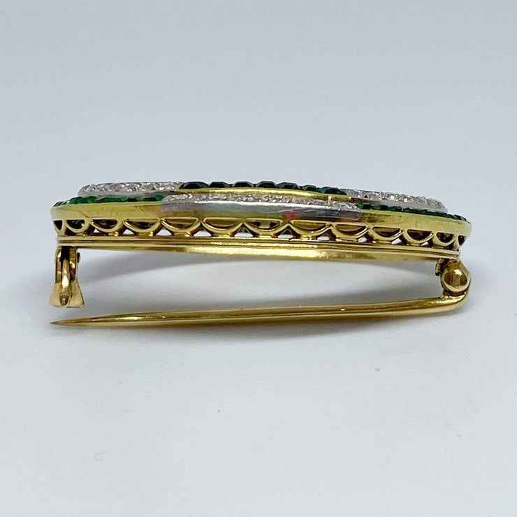Mark Areias Jewelers Jewellery & Watches Vintage Diamond and Emerald Oval Brooch 18KY & Platinum