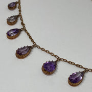 Mark Areias Jewelers Jewellery & Watches Vintage Natural Amethyst Pear Shape Necklace 9K Rose Gold 19"