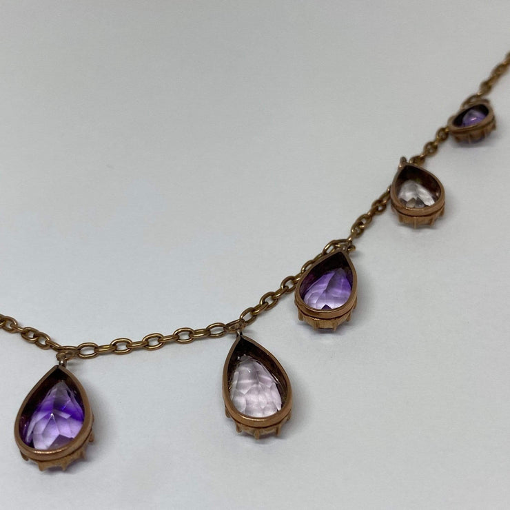 Mark Areias Jewelers Jewellery & Watches Vintage Natural Amethyst Pear Shape Necklace 9K Rose Gold 19"