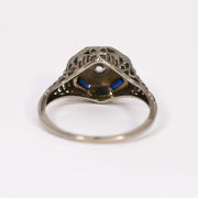 Mark Areias Jewelers Jewellery & Watches Vintage Octagon Sapphire and Diamond Ring 18K White Gold