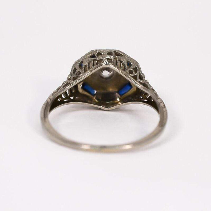Mark Areias Jewelers Jewellery & Watches Vintage Octagon Sapphire and Diamond Ring 18K White Gold