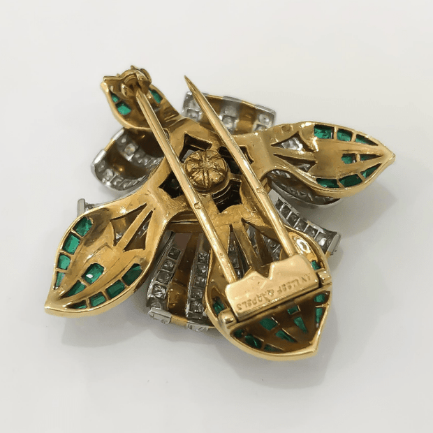 Mark Areias Jewelers Jewellery & Watches Vintage Van Cleef & Arpels Diamond and Emerald Brooch 18 Karat