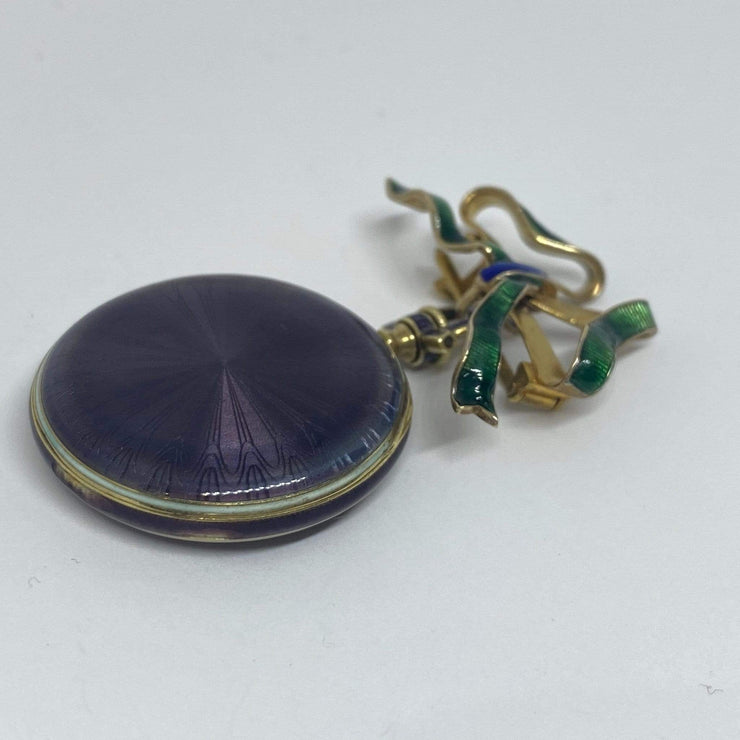 Mark Areias Jewelers Jewellery & Watches Vintage Waltham Purple & Green Enamel Bow Watch Brooch 14KY 29mm