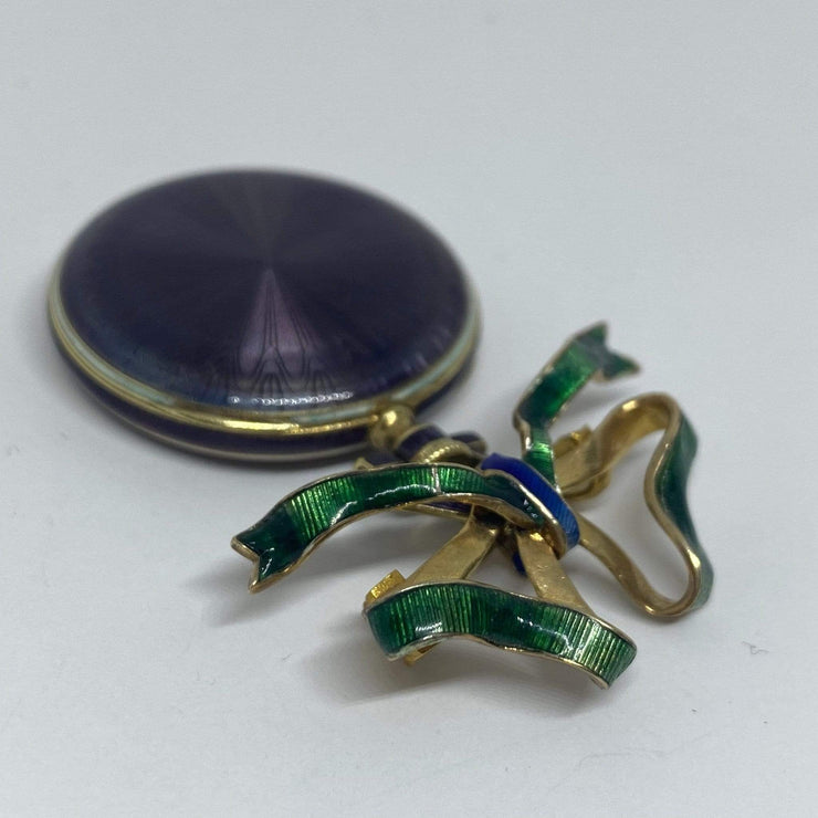 Mark Areias Jewelers Jewellery & Watches Vintage Waltham Purple & Green Enamel Bow Watch Brooch 14KY 29mm