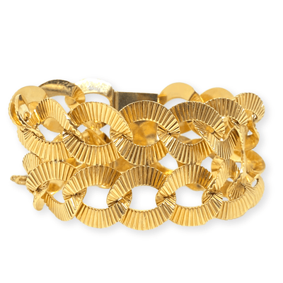 Mark Areias Jewelers Jewellery & Watches Wide Corrugated Circles Estate Link Bracelet 14K Yellow Gold 1.50" 70 Grams!