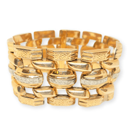 Mark Areias Jewelers Jewellery & Watches Wide Engraved Two Tone Estate Link Bracelet 14K Yellow Gold 1.50" 73.73 Grams!