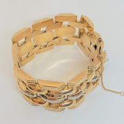 Mark Areias Jewelers Jewellery & Watches Wide Engraved Two Tone Estate Link Bracelet 14K Yellow Gold 1.50" 73.73 Grams!