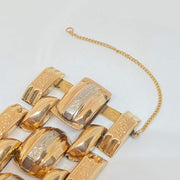 Mark Areias Jewelers Jewellery & Watches Wide Engraved Two Tone Estate Link Bracelet 14K Yellow Gold 1.50" 73.73 Grams!
