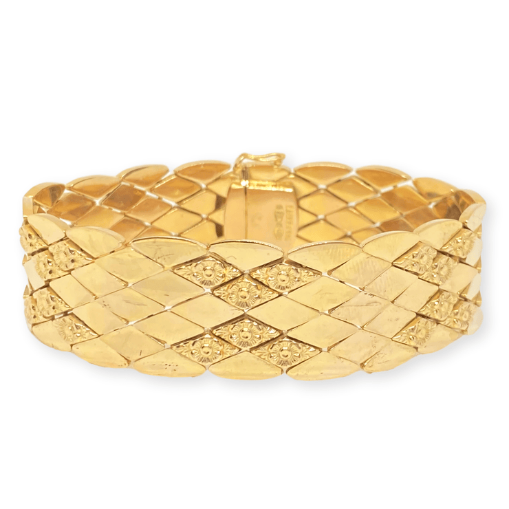 Mark Areias Jewelers Jewellery & Watches Wide Italian Rose Marquise Estate Link Bracelet 18K Yellow Gold 36.76 Grams!