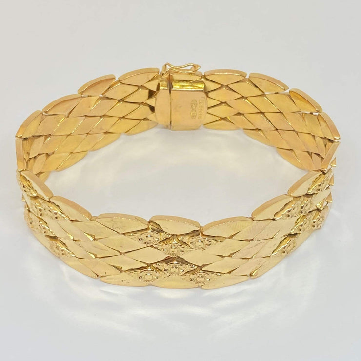 Mark Areias Jewelers Jewellery & Watches Wide Italian Rose Marquise Estate Link Bracelet 18K Yellow Gold 36.76 Grams!