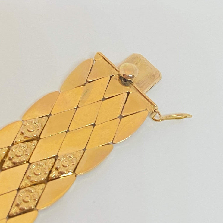 Mark Areias Jewelers Jewellery & Watches Wide Italian Rose Marquise Estate Link Bracelet 18K Yellow Gold 36.76 Grams!