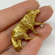 Mark Areias Jewelers Jewellery & Watches Wolf Brooch Pin with Diamond & Ruby 18K Yellow Gold .05ct 12.22 grams