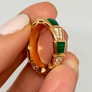 Pre-Owned Bulgari Serpenti Viper Malachite & Diamond Ring 18K Rose