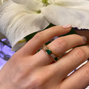Pre-Owned Bulgari Serpenti Viper Malachite & Diamond Ring 18K Rose