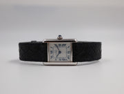 Pre-Owned Cartier Must Tank Small 1988 In Sterling Silver Blue Roman Numerals 20x28mm Pre-