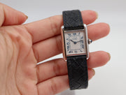 Pre-Owned Cartier Must Tank Small 1988 In Sterling Silver Blue Roman Numerals 20x28mm Pre-