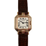 Pre-Owned Cartier Square Hexagonal Godron Watch 18KTri Tone 22mm 1982 Pre-Owned